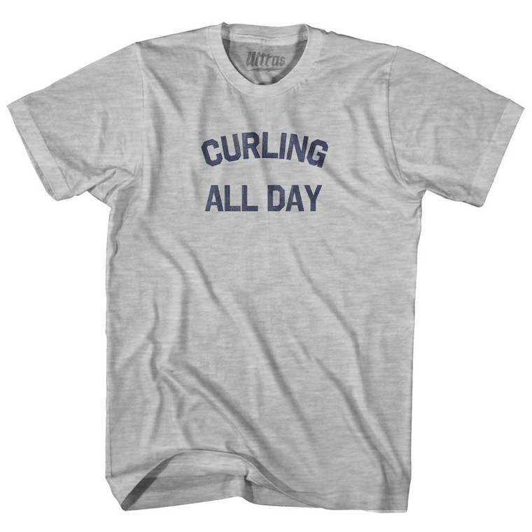 Curling All Day Womens Cotton Junior Cut T-Shirt - Grey Heather
