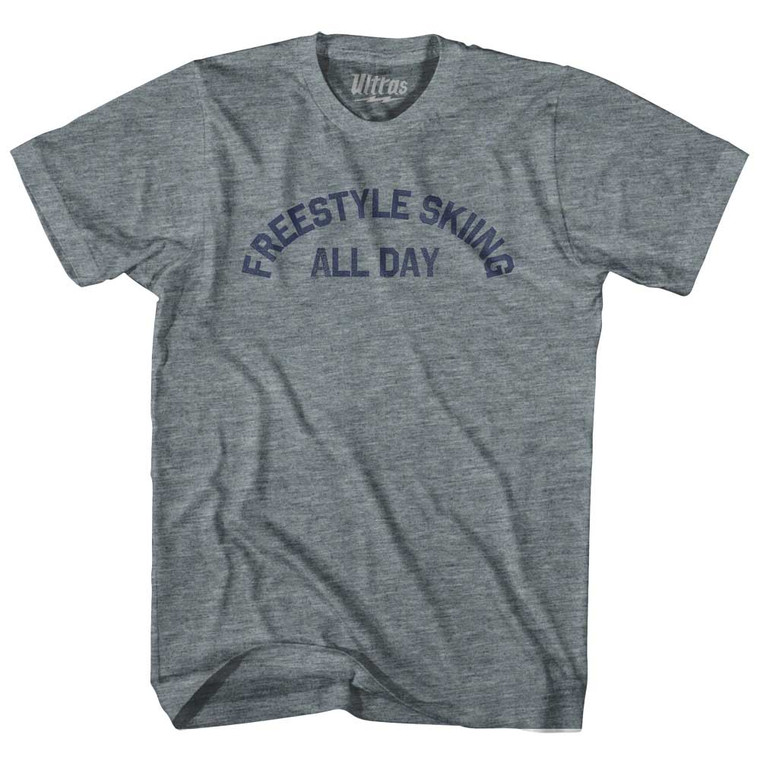 Freestyle Skiing All Day Adult Tri-Blend T-shirt - Athletic Grey