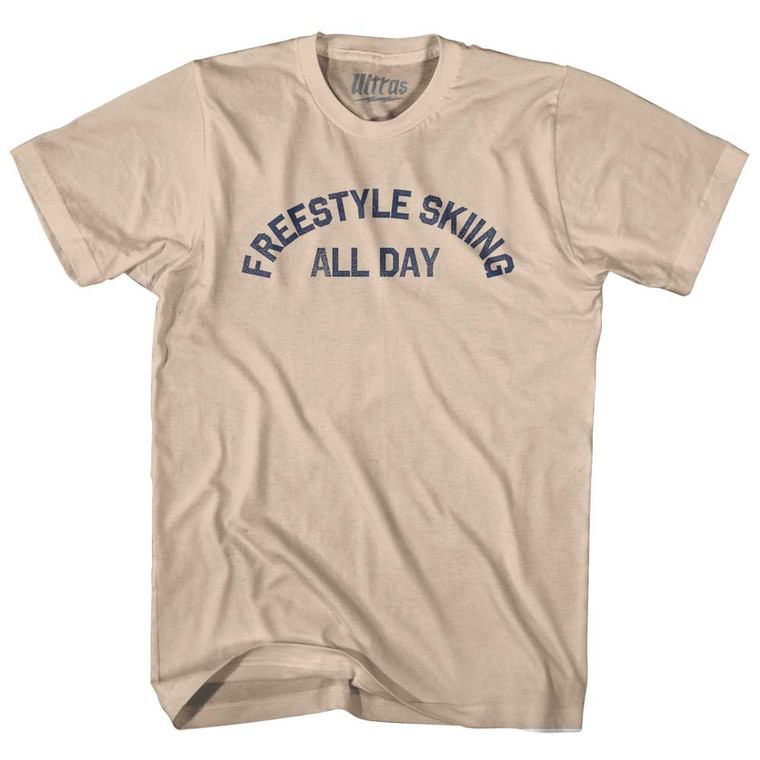 Freestyle Skiing All Day Adult Cotton T-shirt - Creme