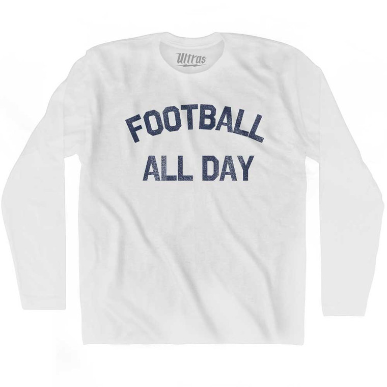 Football All Day Adult Cotton Long Sleeve T-shirt - White