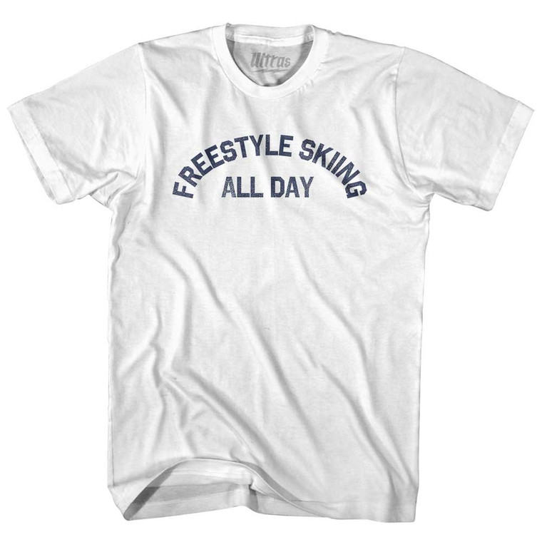 Freestyle Skiing All Day Adult Cotton T-shirt - White