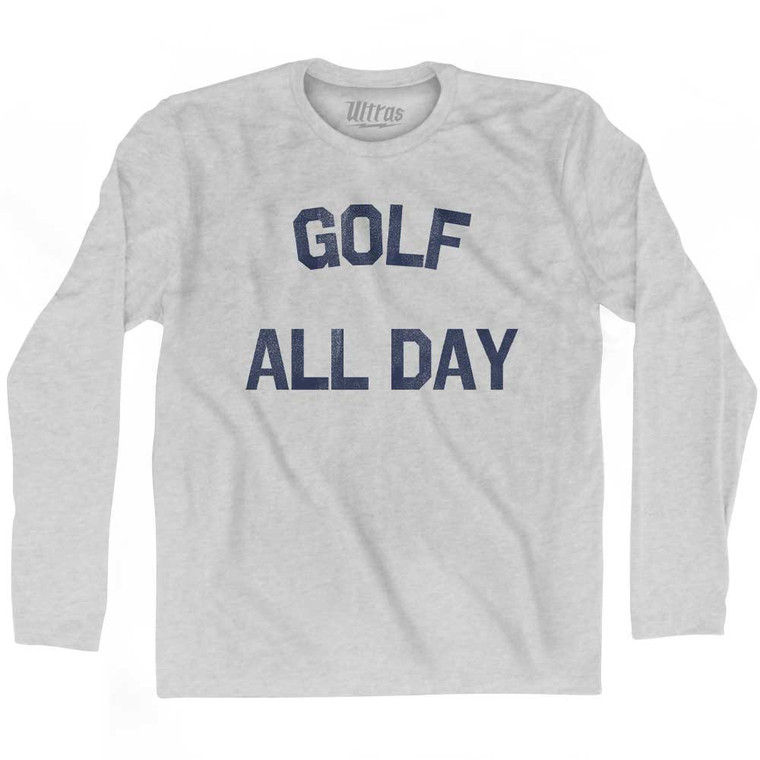 Golf All Day Adult Cotton Long Sleeve T-shirt - Grey Heather