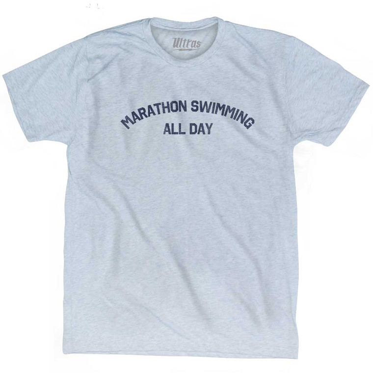 Marathon Swimming All Day Adult Tri-Blend T-shirt - Athletic White