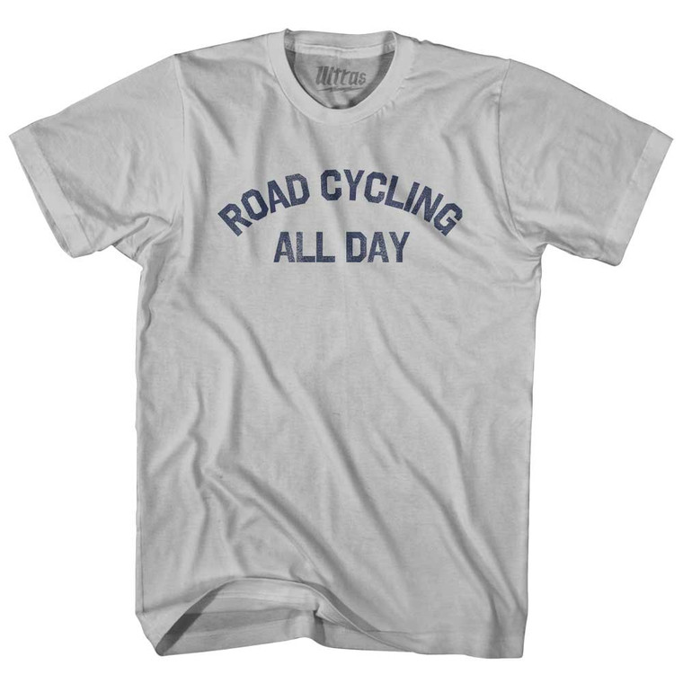 Road Cycling All Day Adult Cotton T-shirt - Cool Grey
