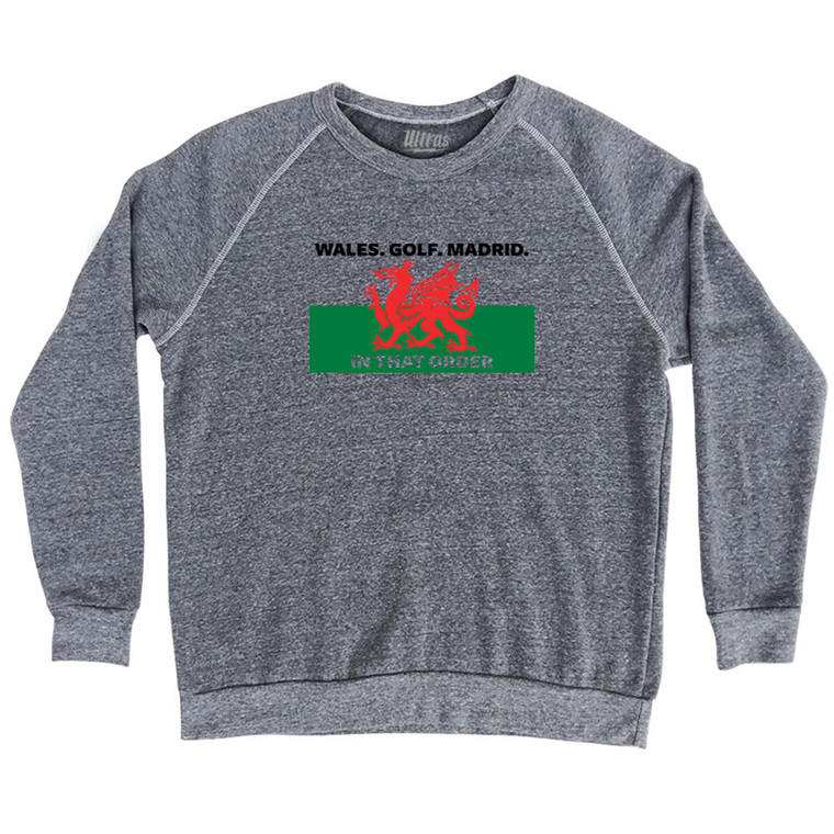 Wales Golf Madrid Adult Tri-Blend Sweatshirt - Athletic Grey