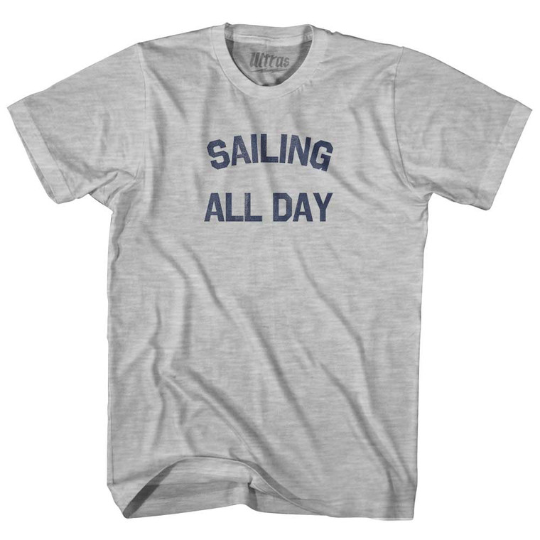 Sailing All Day Adult Cotton T-shirt - Grey Heather