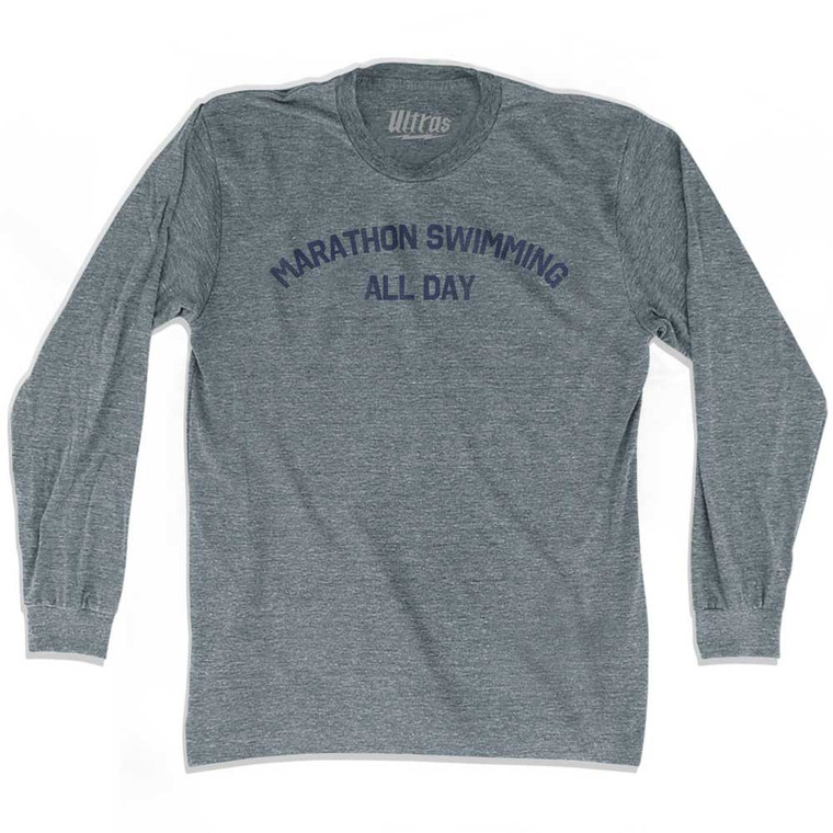 Marathon Swimming All Day Adult Tri-Blend Long Sleeve T-shirt - Athletic Grey