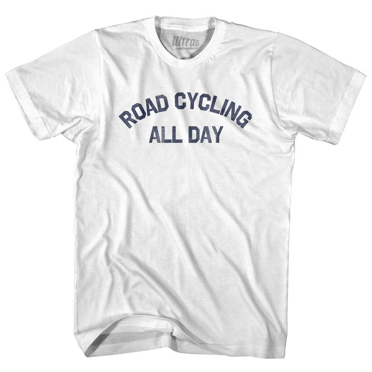 Road Cycling All Day Adult Cotton T-shirt - White