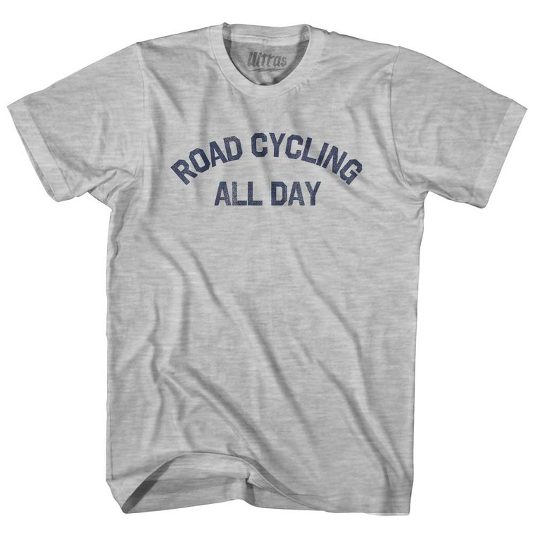 Road Cycling All Day Adult Cotton T-shirt - Grey Heather