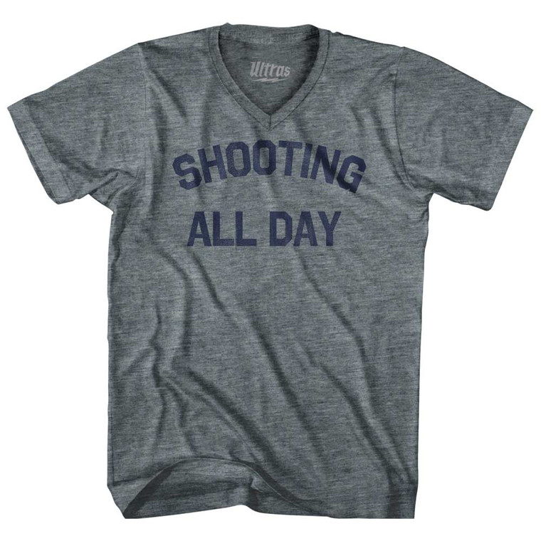 Shooting All Day Adult Tri-Blend V-neck T-shirt - Athletic Grey