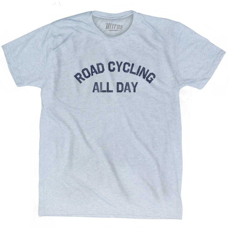 Road Cycling All Day Adult Tri-Blend T-shirt - Athletic White