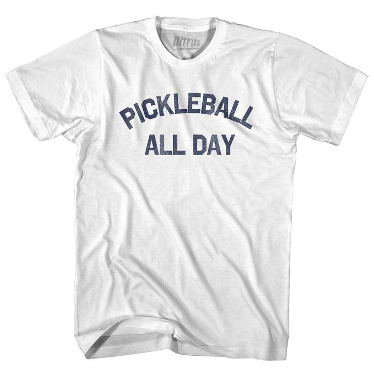 Pickleball All Day Adult Cotton T-shirt - White