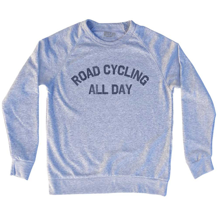 Road Cycling All Day Adult Tri-Blend Sweatshirt - Heather Grey