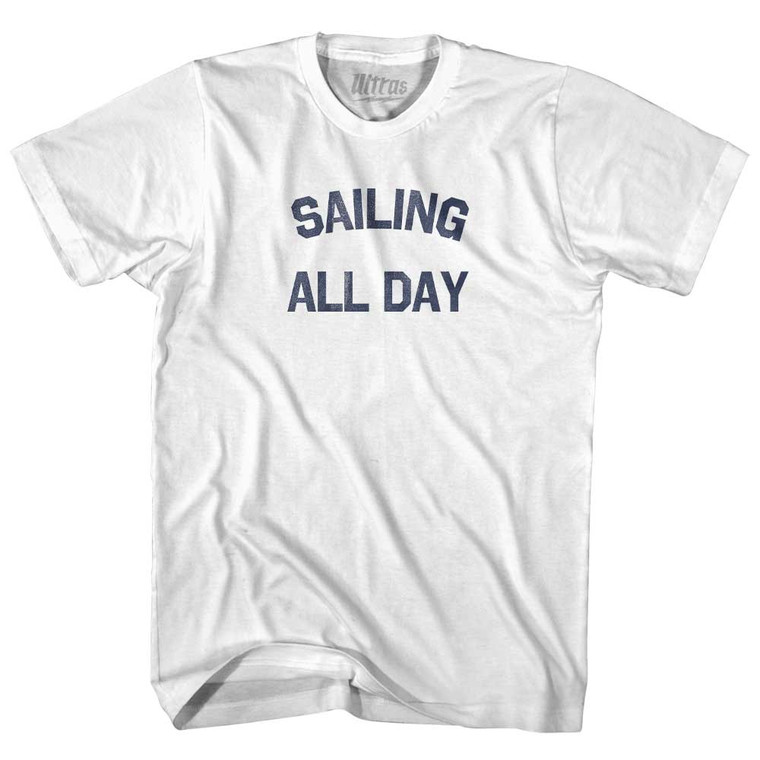 Sailing All Day Adult Cotton T-shirt - White