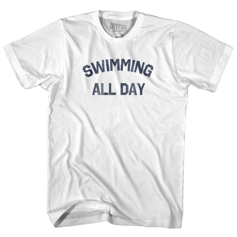 Swimming All Day Adult Cotton T-shirt - White