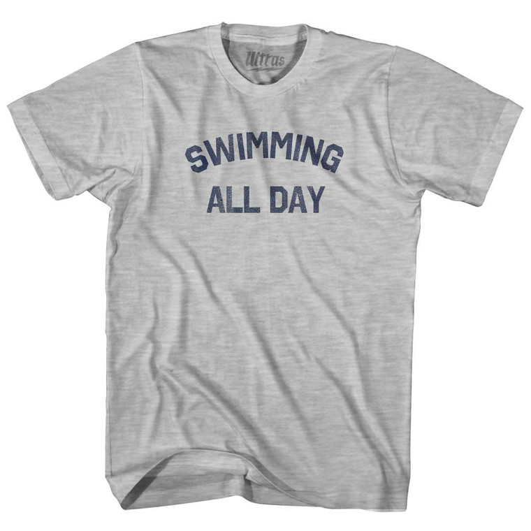 Swimming All Day Adult Cotton T-shirt - Grey Heather