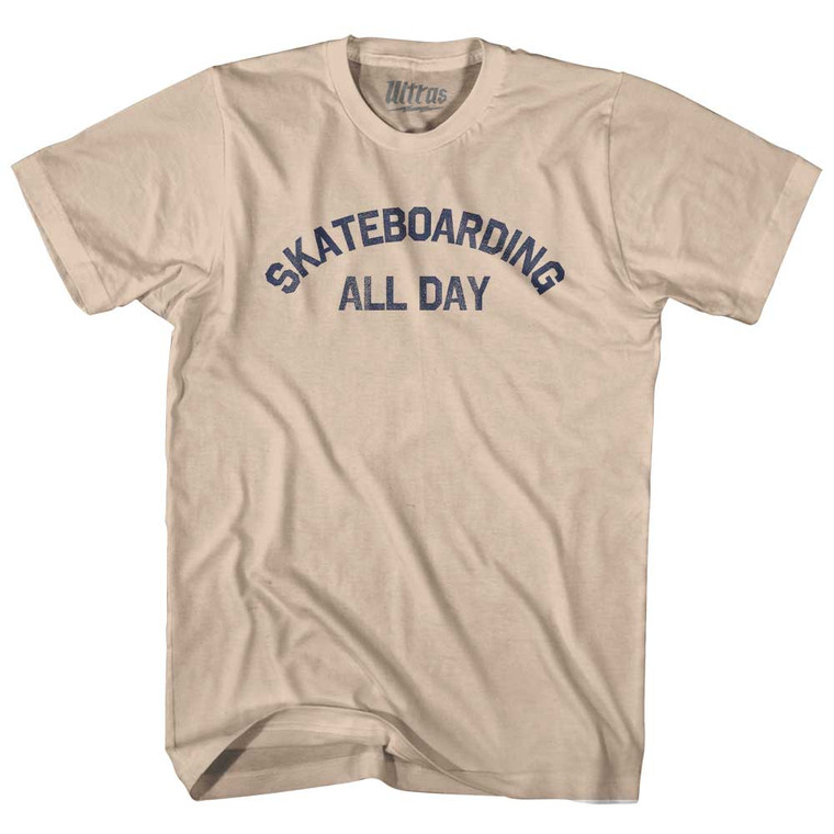 Skateboarding All Day Adult Cotton T-shirt - Creme