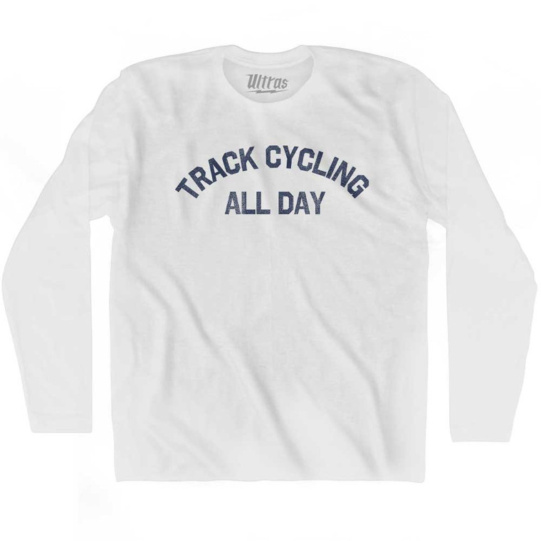 Track Cycling All Day Adult Cotton Long Sleeve T-shirt - White