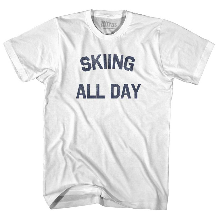 Skiing All Day Womens Cotton Junior Cut T-Shirt - White