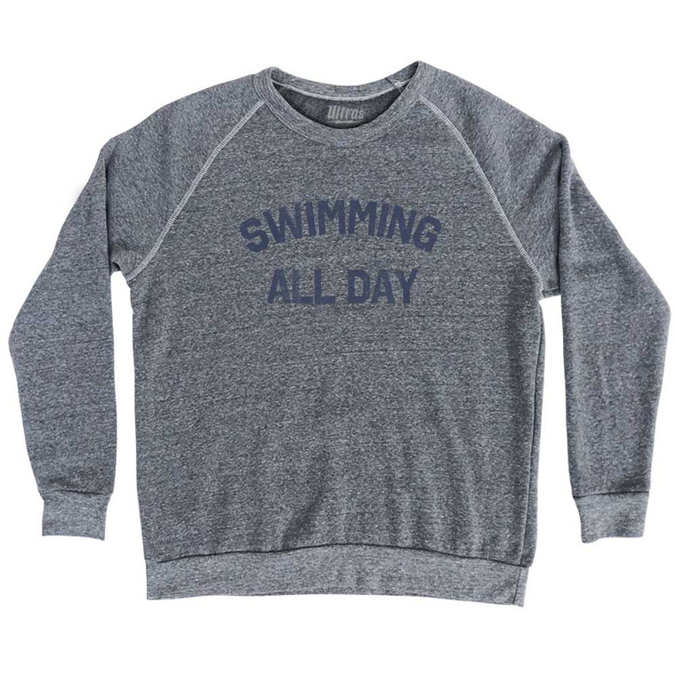 Swimming All Day Adult Tri-Blend Sweatshirt - Athletic Grey