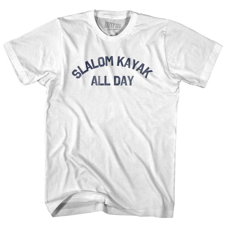 Slalom Kayak All Day Womens Cotton Junior Cut T-Shirt - White Slalom Kayak All Day Womens Cotton Junior Cut T-Shirt - White