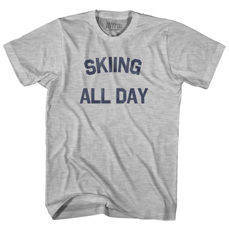Skiing All Day Youth Cotton T-shirt - Grey Heather