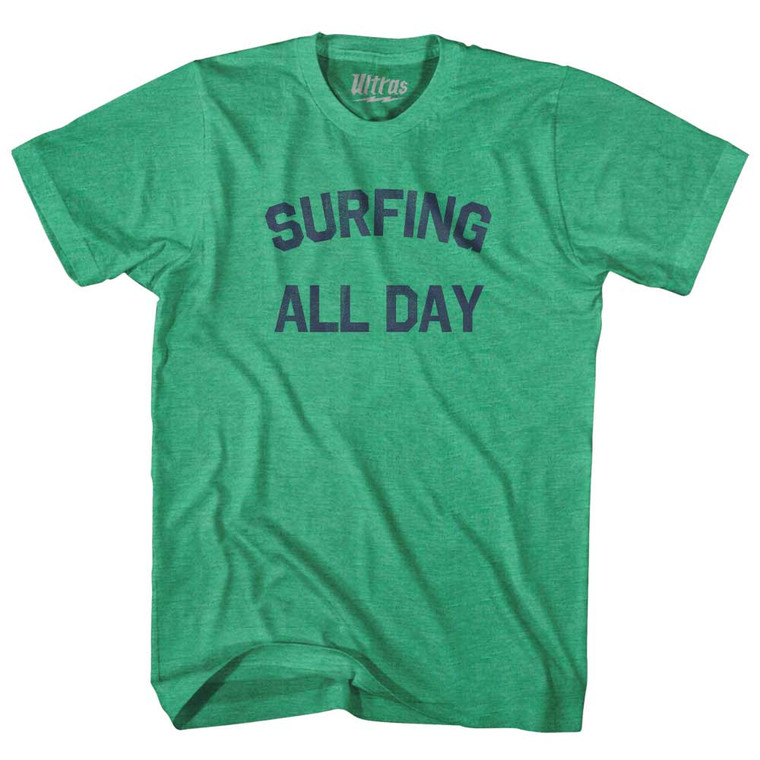 Surfing All Day Adult Tri-Blend T-shirt - Kelly Green
