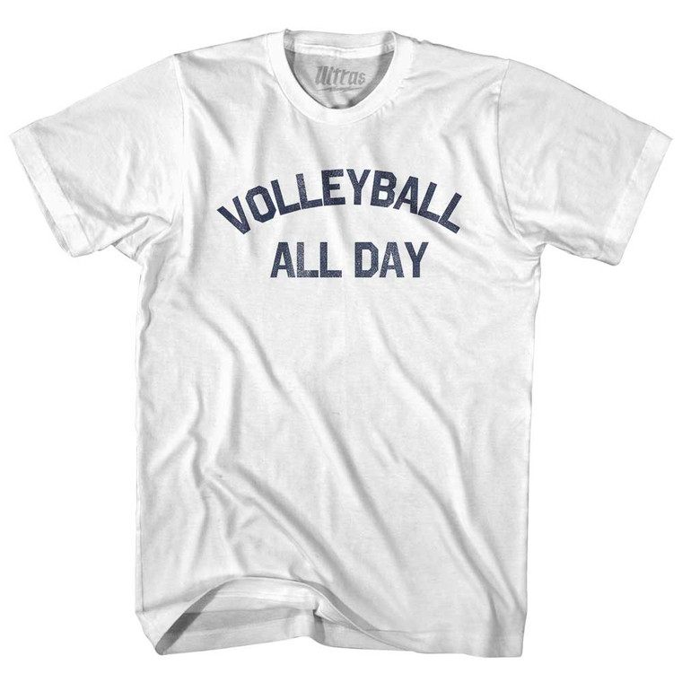 Volleyball All Day Womens Cotton Junior Cut T-Shirt - White