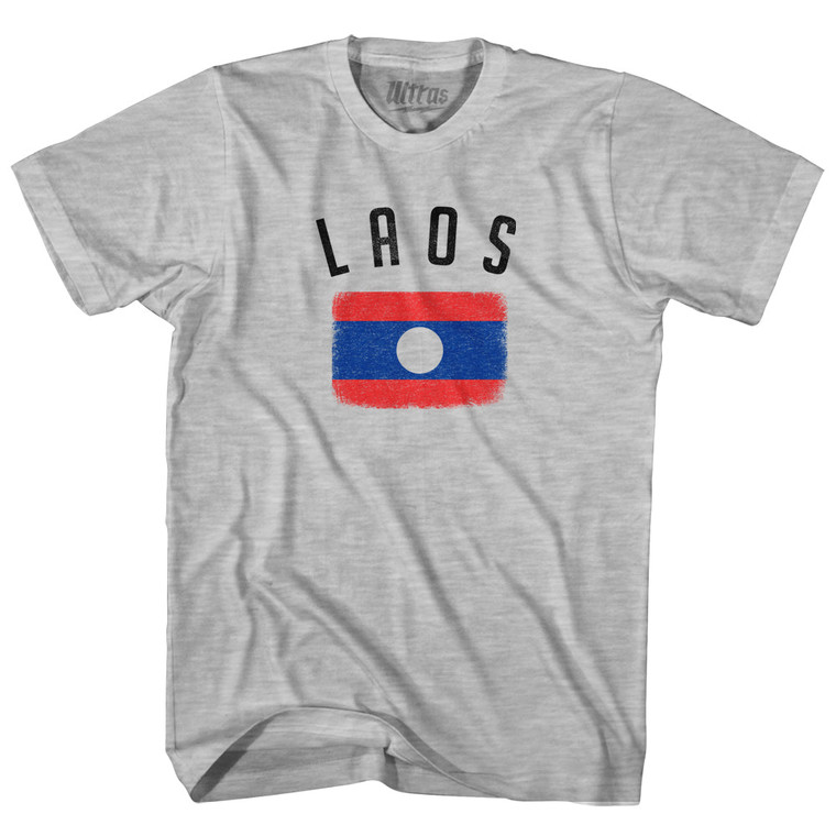 Laos Country Flag Heritage Womens Cotton Junior Cut T-Shirt - Grey Heather