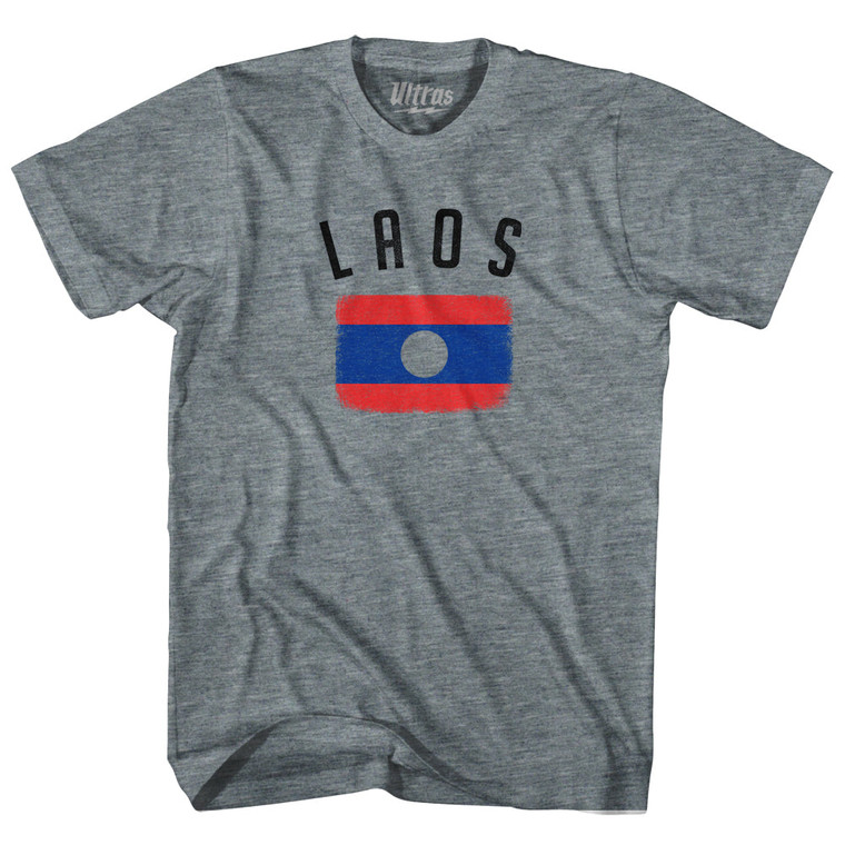 Laos Country Flag Heritage Youth Tri-Blend T-shirt - Athletic Grey