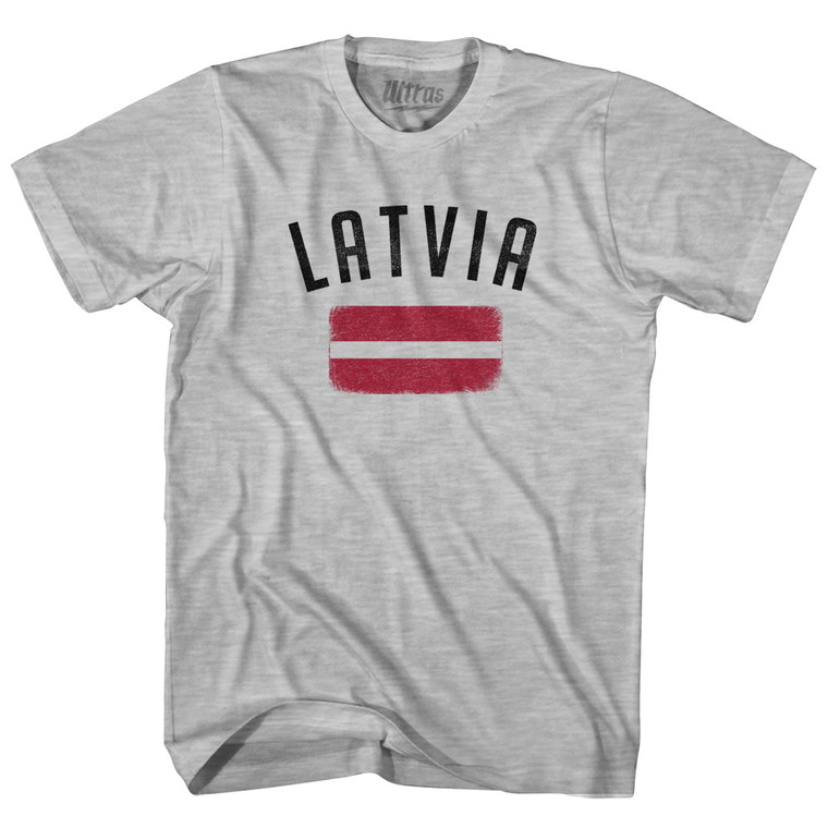 Latvia Country Flag Heritage Womens Cotton Junior Cut T-Shirt - Grey Heather