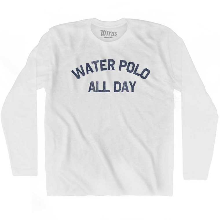 Water Polo All Day Adult Cotton Long Sleeve T-shirt - White