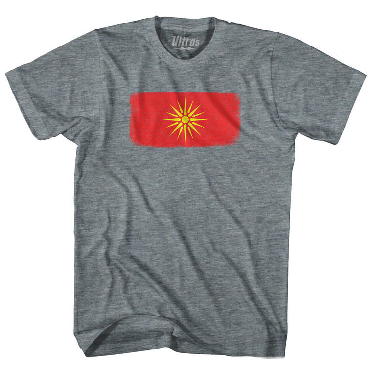 Macedonia Country Flag Youth Tri-Blend T-shirt - Athletic Grey