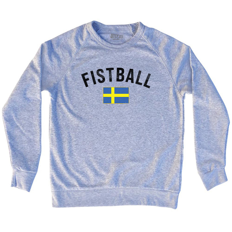 Sweden Fistball Country Flag Adult Tri-Blend Sweatshirt - Grey Heather