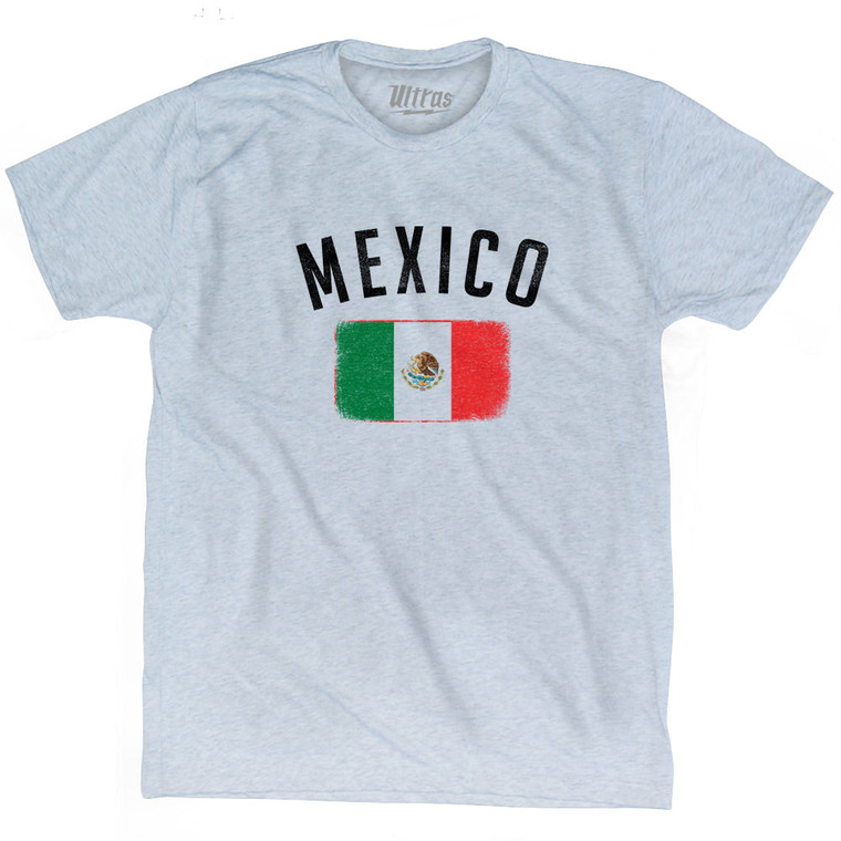 Mexico Country Flag Heritage Adult Tri-Blend T-shirt - Athletic White