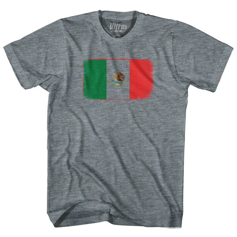 Mexico Country Flag Adult Tri-Blend T-shirt - Athletic Grey
