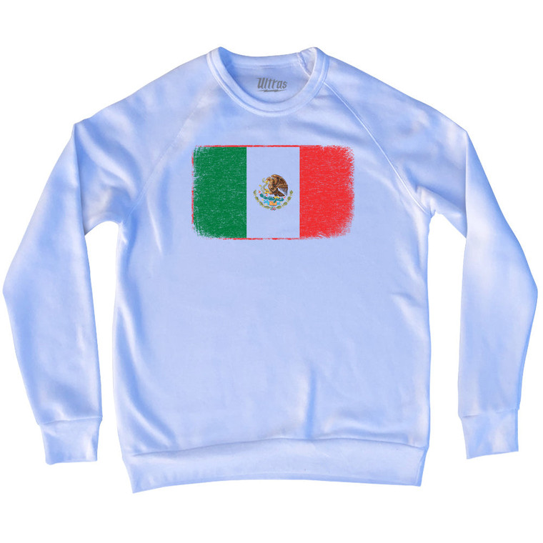 Mexico Country Flag Adult Tri-Blend Sweatshirt - White