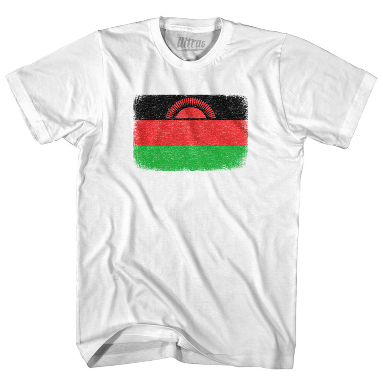 Malawi Country Flag Adult Cotton T-shirt - White