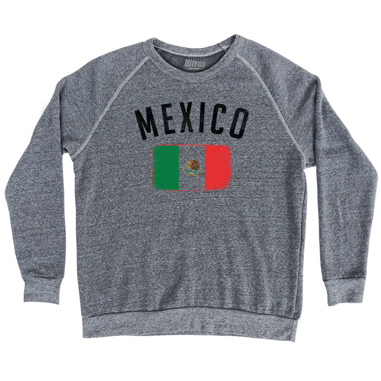 Mexico Country Flag Heritage Adult Tri-Blend Sweatshirt - Athletic Grey