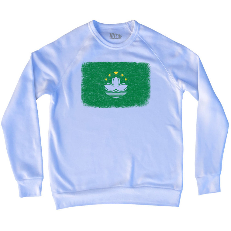 Macau Country Flag Adult Tri-Blend Sweatshirt - White