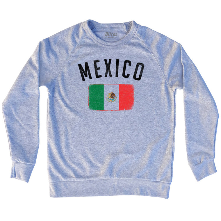 Mexico Country Flag Heritage Adult Tri-Blend Sweatshirt - Heather Grey