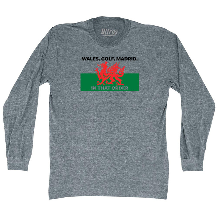 Wales Golf Madrid Adult Tri-Blend Long Sleeve T-shirt - Athletic Grey