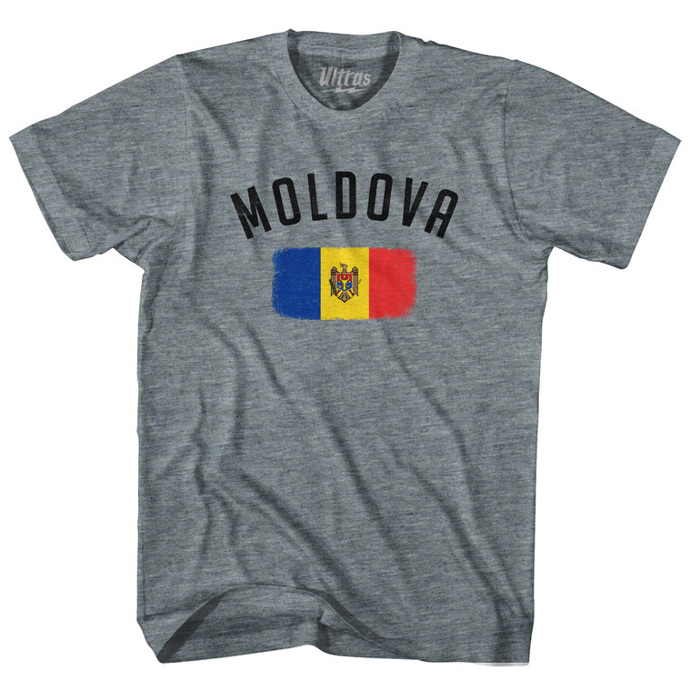 Moldova Country Flag Heritage Youth Tri-Blend T-shirt - Athletic Grey