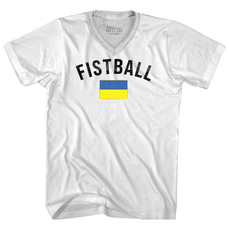 Ukraine Fistball Country Flag Adult Tri-Blend V-neck T-shirt - White