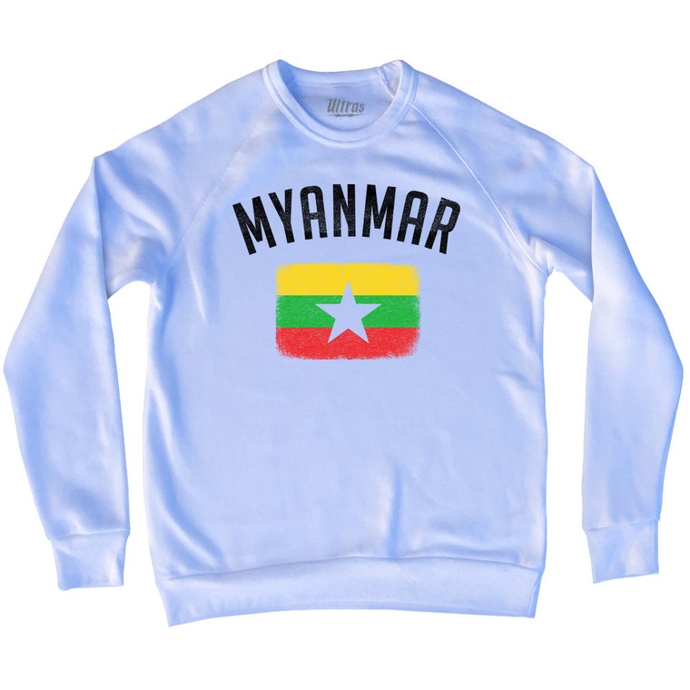 Myanmar Country Flag Heritage Adult Tri-Blend Sweatshirt - White