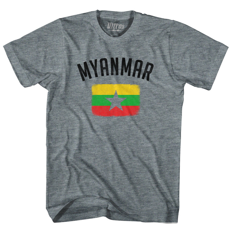 Myanmar Country Flag Heritage Youth Tri-Blend T-shirt - Athletic Grey