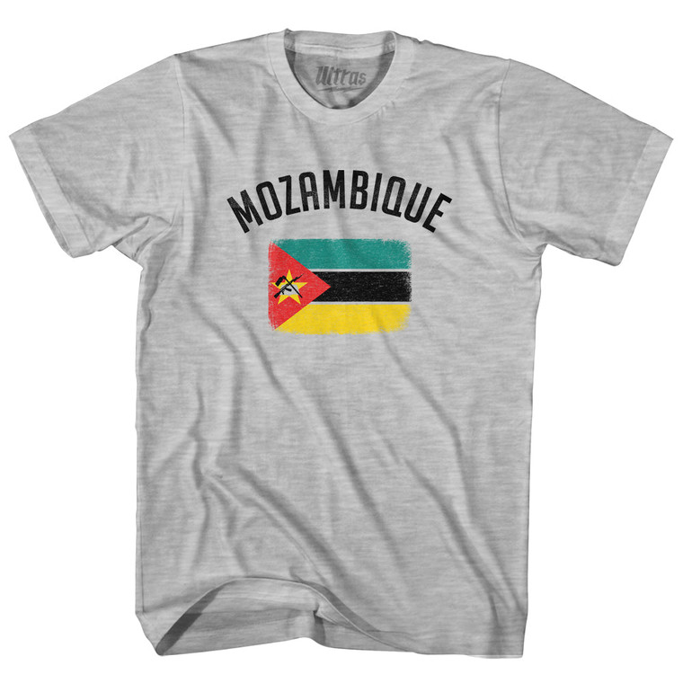 Mozambique Country Flag Heritage Womens Cotton Junior Cut T-Shirt - Grey Heather