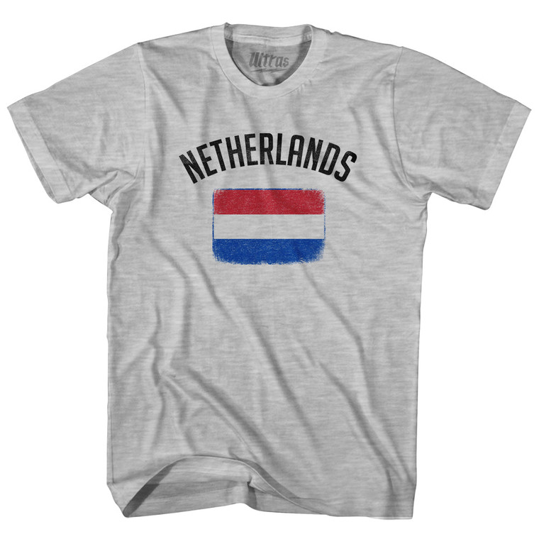 Netherlands Country Flag Heritage Womens Cotton Junior Cut T-Shirt - Grey Heather