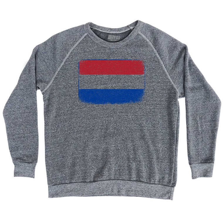 Netherlands Country Flag Adult Tri-Blend Sweatshirt - Athletic Grey