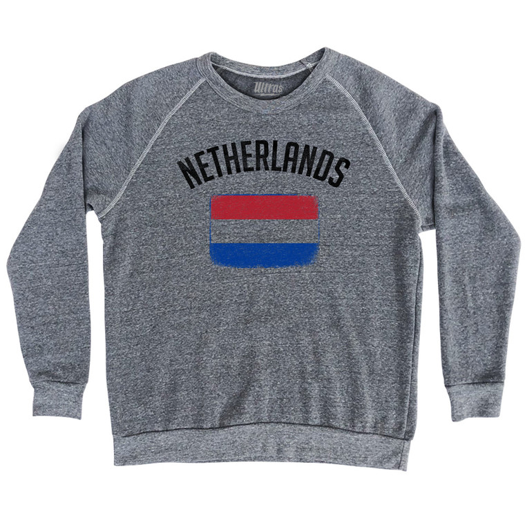 Netherlands Country Flag Heritage Adult Tri-Blend Sweatshirt - Athletic Grey